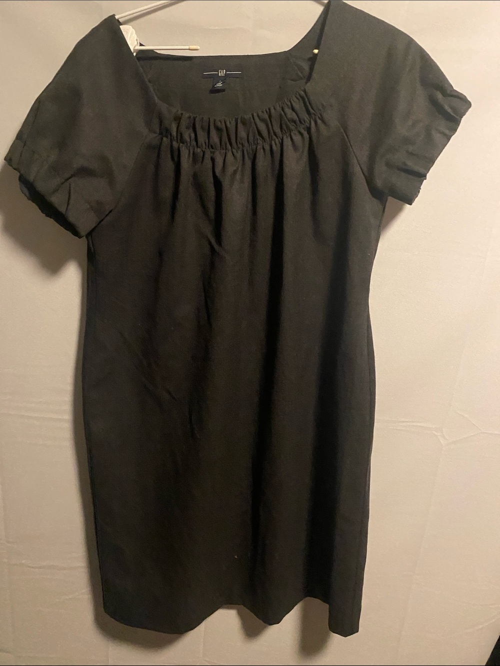 GAP Black Gathered-Neck Midi Dress